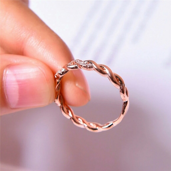 Rose Gold Over Silver Swisted Ring - Picture 5 of 8